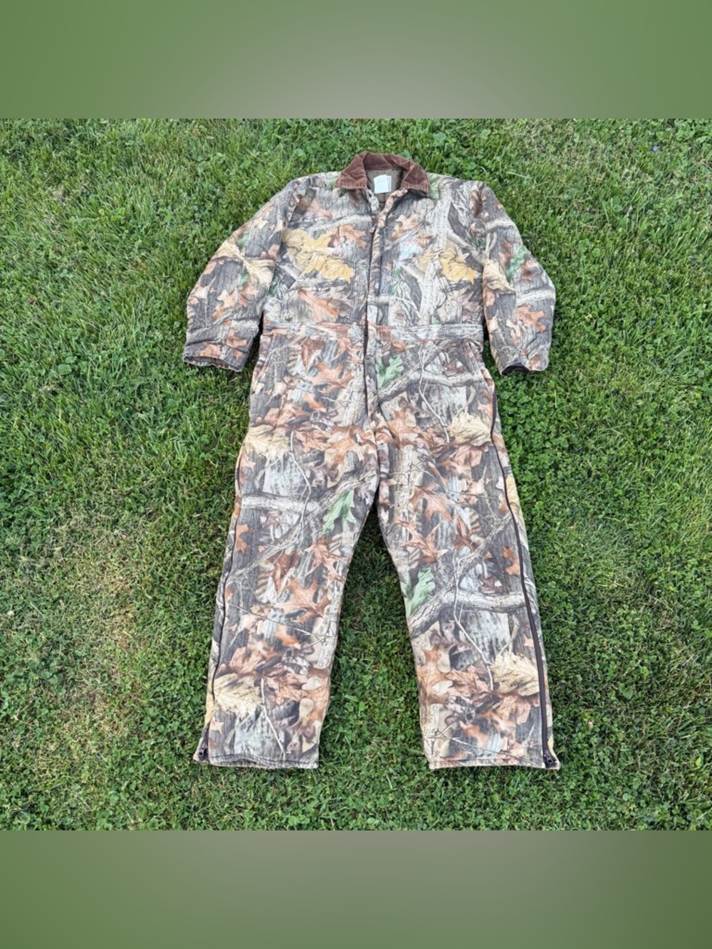 Vintage 10X Realtree camo coveralls corduroy collar Size XL